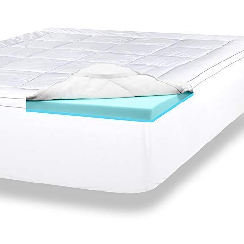 Product Cover ViscoSoft 4 Inch Pillow Top Memory Foam Mattress Topper Queen | Serene Lux Dual Layer Mattress Pad