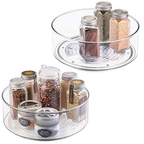 Product Cover mDesign Plastic Lazy Susan Spinning Food Storage Turntable for Cabinet, Pantry, Refrigerator, Countertop - Spinning Organizer for Spices, Condiments, Baking Supplies - 9