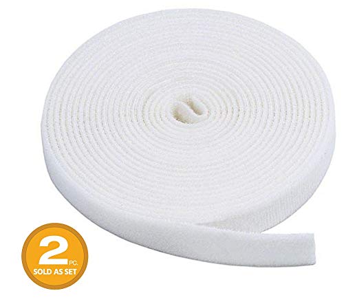 Product Cover Monoprice 2-Pack Hook & Loop Fastening Tape 5 Yard/roll, 0.75-inch - White