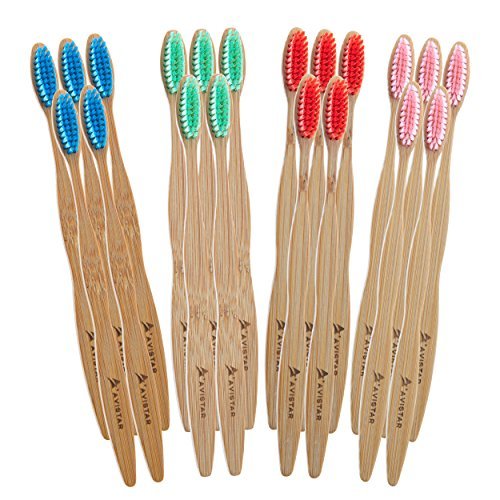Product Cover 20 Eco-Friendly Bamboo Toothbrushes: The World's Most Convenient Bamboo Toothbrushes With BPA Free Nylon Bristles, In 4 Colours and Individually Packaged! (20)