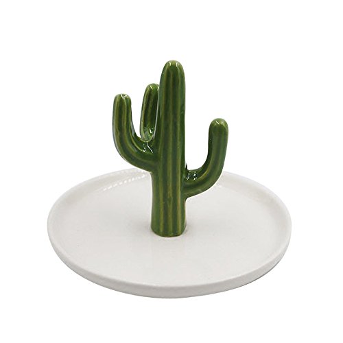 Product Cover SOCOSY Cute Ceramic Cactus Ring Holder Jewelry Holder Trinket Tray Ring Dish for Earring Bracelet Keys Necklace Wedding Birthday Gift
