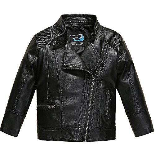 Product Cover Budermmy Boys Faux Leather Motorcycle Moto Biker Jackets Zipper Coats