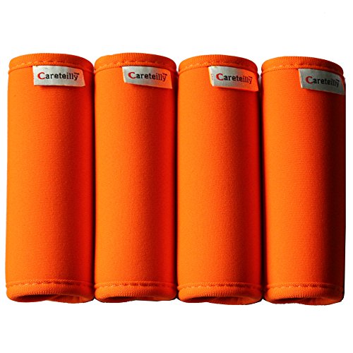 Product Cover Careteilly Neoprene Luggage Handle Wrap And Tags Fluorescent Orange Luggage Identifiers For Traveling Dumbbells Wrap