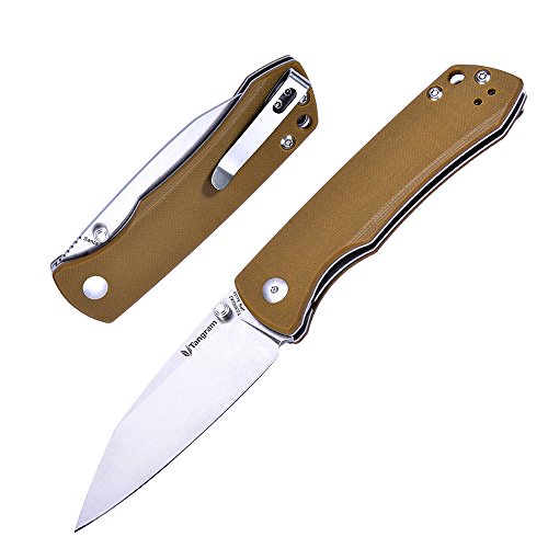 Product Cover TANGRAM Traditional Pocket Knife Light Locking Folding with Clip for Man Gift Brown Color