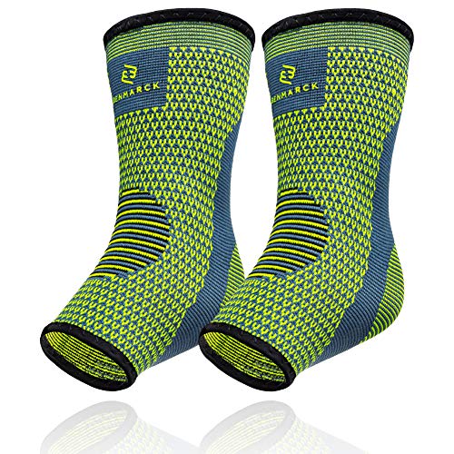 Product Cover Benmarck Ankle Compression Sleeve, Plantar Fasciitis Sock, Foot Arch and Achilles Tendon Support Brace for Running for Men and Women by (Fjord Blue, Unisize)