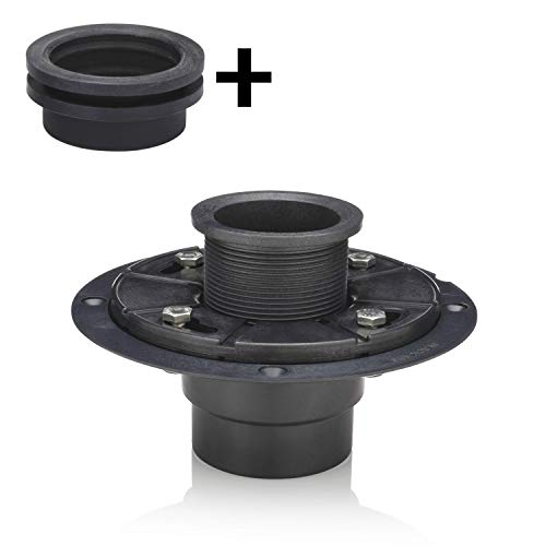 Product Cover Shower Drain Base with Adjustable Ring + Rubber Coupler for Linear Shower Drain Installation