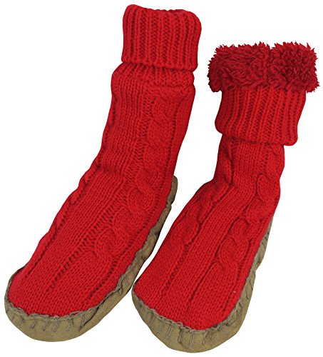 Product Cover N'Ice Caps Girls Cable Knit Slipper Socks with Non-Skid Gripper Soles