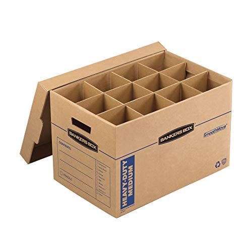 Product Cover Bankers Box SmoothMove Heavy-Duty Dish and Glass Moving Kit, 1 Box, Box Dividers, Cushion Foam, 12 x 12.25 x 18.5 Inches, 1 Pack (7710302)