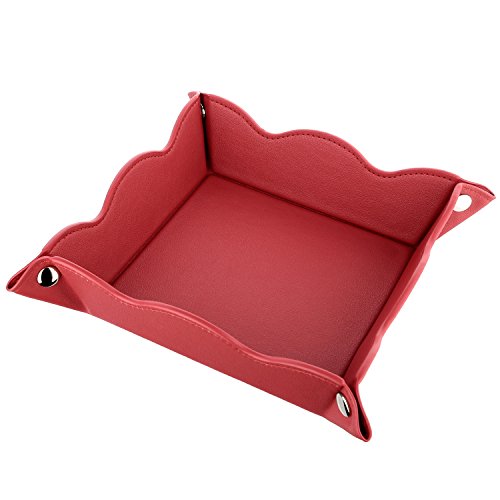 Product Cover LISRSC Valet Tray Cosmetics Jewelry Organizer Tray Multifunctional Leather Storage Tray(Bright Red)