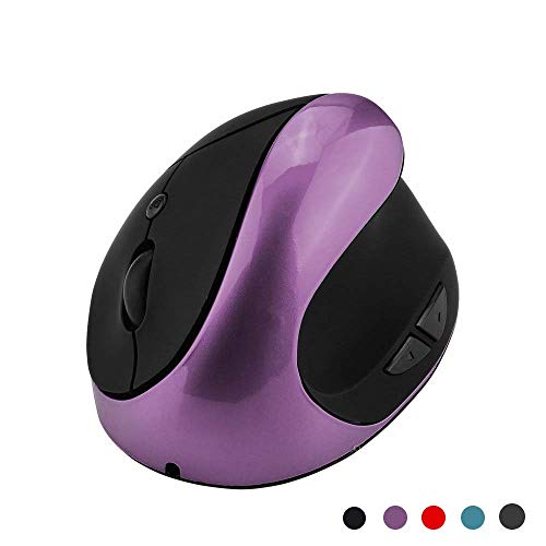 Product Cover Wireless Mouse 2.4G Ergonomic Vertical Optical Mouse with Nano Receiver,4 Adjustable DPI 800/1200/ 1600/2400,Rechargeable Li-Battery,6 Buttons for Computer,Notebook, PC, Laptop, MacBook(Purple)