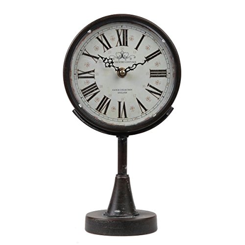 Product Cover Lily's Home Antique Inspired Decorative Mantle Clock with Large Roman Numerals, Battery Powered with Quartz Movement, Fits with Victorian or Antique Décor Theme, Black (11 3/4
