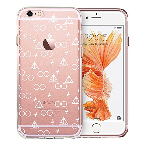 Product Cover Unov Case Clear with Design Embossed Pattern Soft TPU Bumper Shock Absorption Slim Protective Cover for iPhone 6s iPhone 6 4.7 inch(Death Hallows)