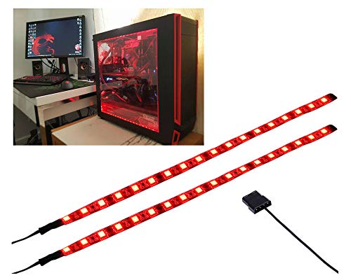 Product Cover LEDdess LED Light Strip Computer Lighting RED, Magnetic, Molex Connector, 2pcs LED Strip for PC Case Lighting Kit (30cm,18leds,S Series)
