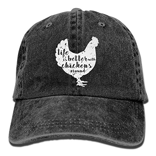 Product Cover Life is Better with Chickens Around Vintage Adjustable Cowboy Cap Gym Caps for Adult