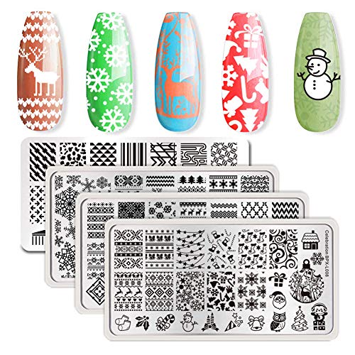Product Cover BORN PRETTY Nail Art Stamping Plate Christmas Winter Santa Snowflake Reindeer Tree Bell manicuring Print Template Image Plate