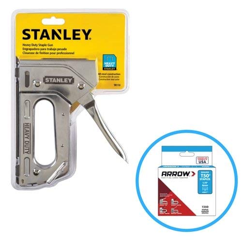 Product Cover Stanley TR110 Heavy Duty Steel Staple Gun 84 Staple Capacity, Squeeze Trigger and T50#504 Box of Staples