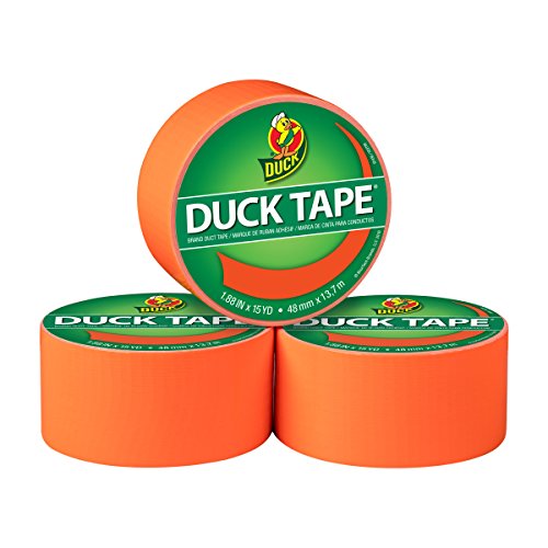 Product Cover Duck Brand Colored Duct Tape, Neon Orange, 1.88 Inches x 15 Yards, 3 Pack (285916)