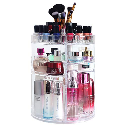 Product Cover COOLBEAR 360 Rotating Makeup Organizer Clear Acrylic Cosmetic Storage Display Rack with 6 Layers Large for Skincare Cream Perfume and More