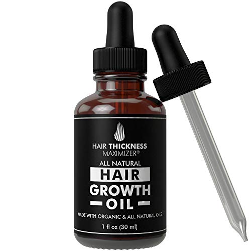 Product Cover Best Organic Hair Growth Oils Guaranteed. Stop Hair Loss Now by Hair Thickness Maximizer. Best Treatment for Hair Thinning. Hair Thickening Serum with Organic Wild Black Castor Oil, Jojoba, Argan Oil