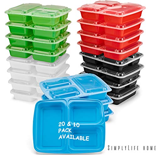 Product Cover Simply Life New 3 Compartment Meal Prep Containers (20 Pack)