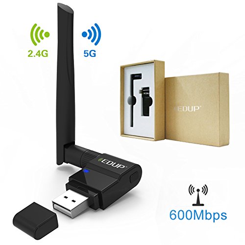 Product Cover USB WiFi Adapter 600Mbps EDUP 802.11AC Dual Band 2.4G/5G Wireless Network Adapter USB Wi-Fi Dongle with 2DBI Antenna Support Windows XP Win Vista Win 7 Win 8.1 Win 10 Mac OS X 10.7-10.14