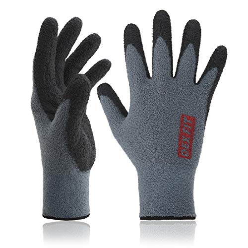 Product Cover DEX FIT Warm Fleece Work Gloves NR450, Comfort Spandex Stretch Fit, Power Grip, Durable Nitrile Coated, Thin & Lightweight, Machine Washable Prime Grey, Small 3 Pairs Pack