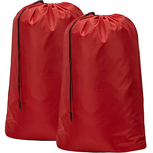 Product Cover HOMEST 2 Pack Extra Large Travel Laundry Bag [28''×40''] Machine Washable Sturdy Rip-Stop Material with Drawstring Closure, Red