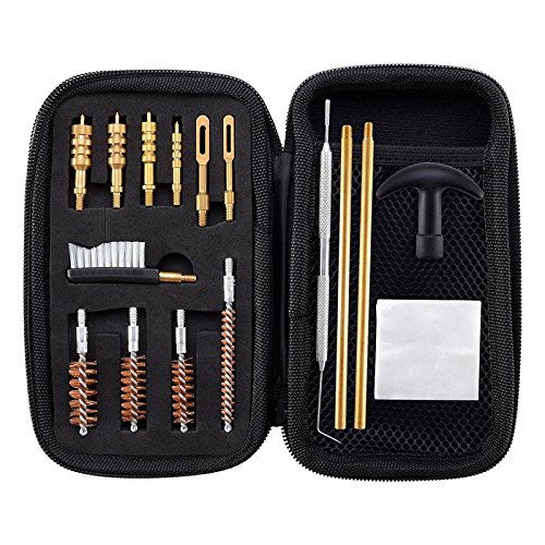 Product Cover BOOSTEADY Universal Handgun Cleaning kit .22.357.38,9mm.45 Caliber Pistol Cleaning Kit Bronze Bore Brush and Brass Jag Adapter