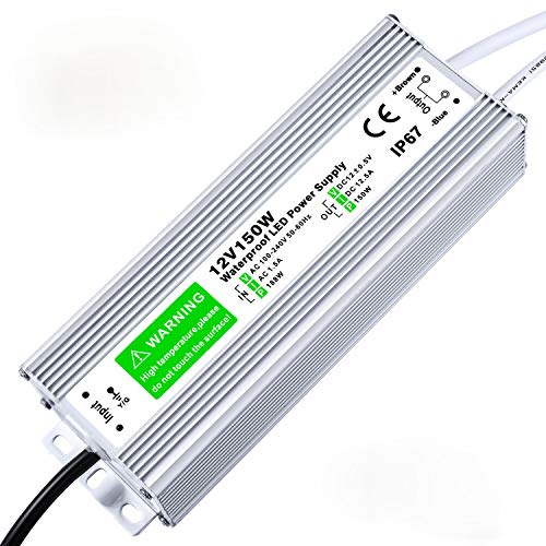 Product Cover LED Driver 150W 12.5A Waterproof IP67 Power Supply 12V DC Transformer Adapter Thinner and Durable Low Voltage Power Supply for LED Strip Lights LED Module and Power Accessories