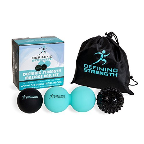 Product Cover Top 3 Massage Balls Set, Spiky, Lacrosse ball, Peanut Muscle Roller Massager. Ideal for Self Myofascial Trigger Point Release, Acupressure, Plantar Fasciitis, Reflexology for Physio, Back, Legs & Feet