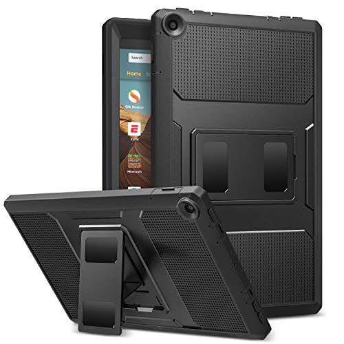 Product Cover MoKo Case for All-New Fire HD 10 Tablet (7th Generation/9th Generation, 2017/2019 Release) - [Heavy Duty] Full Body Rugged Cover with Built-in Screen Protector for Fire HD 10.1 Inch, Black