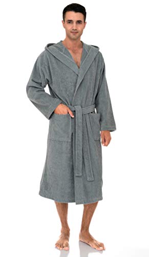 Product Cover TowelSelections Men's Robe, Turkish Cotton Hooded Terry Bathrobe Medium/Large Quarry