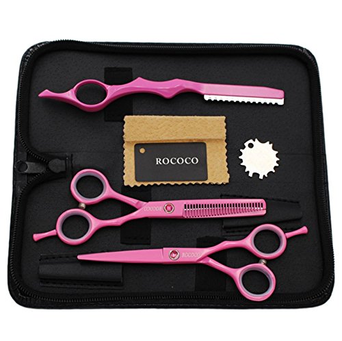Product Cover ROCOCO Professional 5.5 inch Pink Salon Hair Cutting Scissors and Hair Thinning Shears with Razor for Female Hairdresser(Pink)