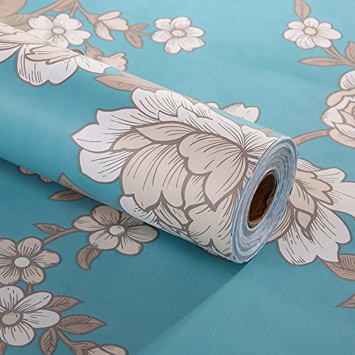 Product Cover GLOW4U Decorative Floral Contact Paper Self Adhesive Drawer Shelf Liner Removable Peel and Stick Wallpaper for Cabinets Shelves Drawer Furniture Wall Decal 17.7x78.7 Inches