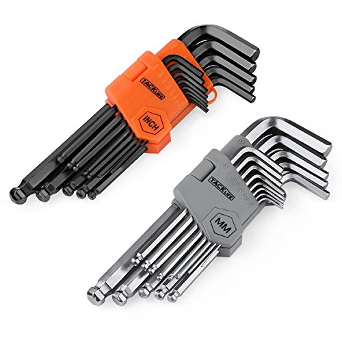 Product Cover TACKLIFE Hex Key Allen Wrench Set, 26 Pcs SAE&METRIC Allen Wrench Set with Long Arm Ball End （3/64-3/8 in, 1.27-10mm), Heat-treated Chrome Vanadium Steel - HHW3A