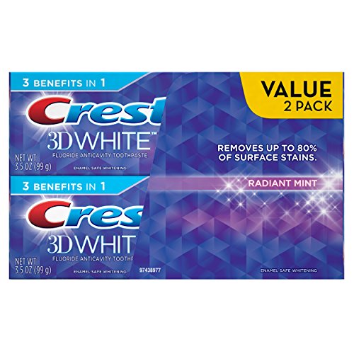 Product Cover Crest 3D White Radiant Mint Whitening Toothpaste Twin Pack, 7 Ounce