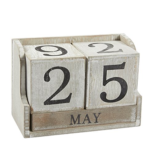 Product Cover Calendar Block - Wooden Perpetual Desk Calendar - Home and Office Decor, 5.3 x 3.7 x 2.6 inches