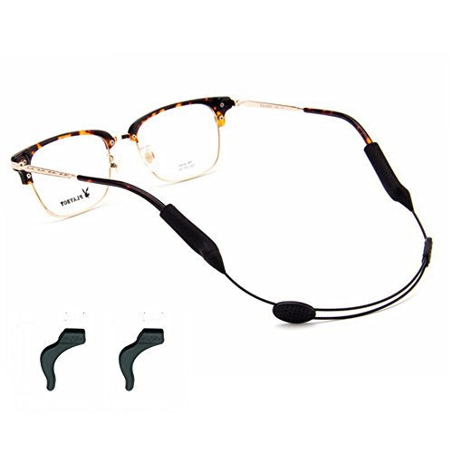 Product Cover YALEX Eyeglasses Strap Adjustable Eyewear Lanyard Sports Eyeglasses Anti - Slip Hooks Anti （Black）