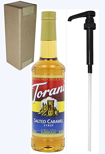 Product Cover Torani Salted Caramel Flavoring Syrup, 750mL (25.4 Fl Oz) Glass Bottle, Individually Boxed, With Black Pump