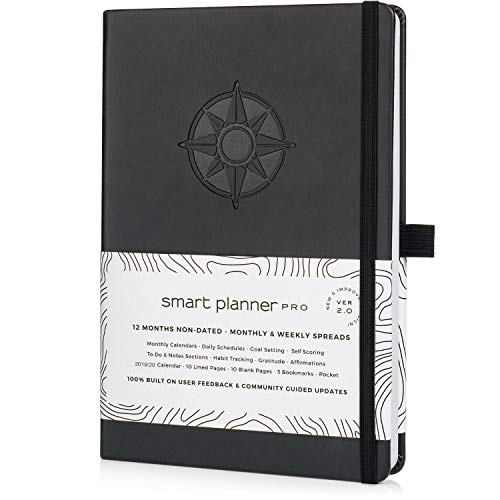 Product Cover Planner 2020-2021 - Tested & Proven to Achieve Goals & Increase Productivity, Time Management & Happiness - Daily Weekly Monthly Planner with Gratitude Journal, Hardcover, Undated (Black)