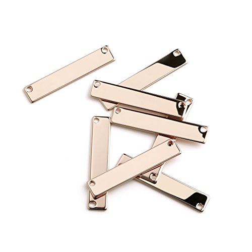Product Cover 10 Pieces - 16K Rose Gold Plated Stamping Blank Bar Horizontal Pendant Name Plate Jewelry Supply Craft Supplies 1.35