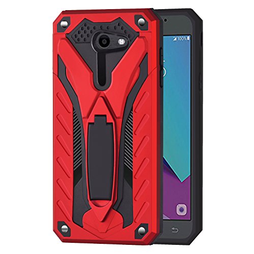 Product Cover Ownest Compatible Samsung Galaxy J3 Emerge/J3 Eclipse/J3 Mission/J3 Prime/Express Prime 2/Sol 2 Case, Dual Layer 2 in 1 with Protection and Kickstand Case for Galaxy J3 2017，Not fit J3 2018-Red