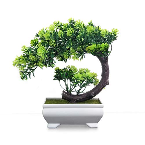 Product Cover yoerm Mini Face Plant Decor - Artificial Bonsai Tree, Fake Plants - Welcome Pine Bonsai, for Home Decoration, Desktop Decor, Zen Garden Décor - Small Size: 8.2 x 8.2X 4.8 inch(Welcome Pine)