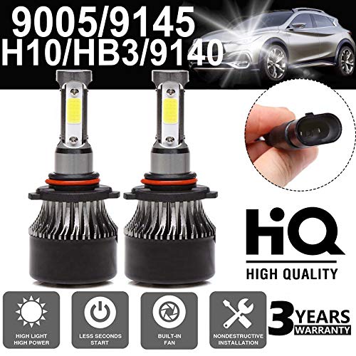 Product Cover LED Headlight Bulbs 9005 / HB3 / H10 / 9145/9140 High Beam/Low Beam - 4 Sides 120W High Power 12000LM Super Bright 6000K White Headlamp/Fog Light/DRL Replacement Kit - Package of 2