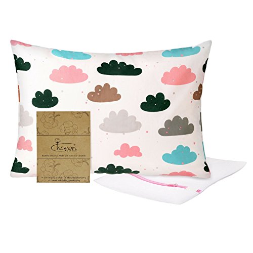 Product Cover Organic Cotton Toddler Pillowcase - 13x18 Pillowcase perfect for toddler pillow, kids, baby, infant, travel pillow case, toddler bedding, Clouds Collection