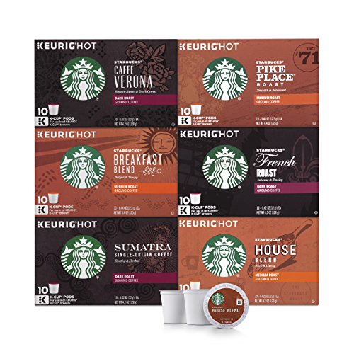 Product Cover Starbucks Black Coffee K-Cup Variety Pack for Keurig Brewers, 10 Count ( Pack of 6 )