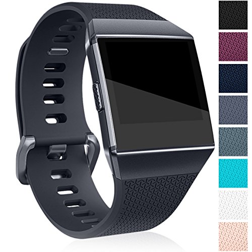 Product Cover Maledan Bands Compatible with Fitbit Ionic, Classic Replacement Accessory Wristbands for Fitbit Ionic Smart Watch, Charcoal, Small