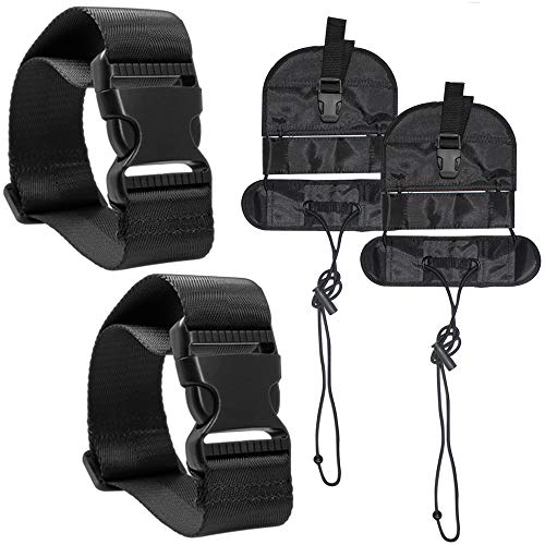 Product Cover 4 Pcs Add A Luggage Belt and Straps, AFUNTA Adjustable Travel Suitcase Belt Attachment Accessories for Connect Bags Together - Black