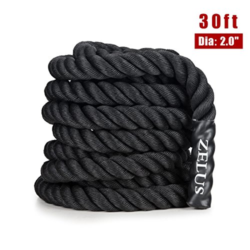 Product Cover ZELUS Battle Ropes Pure Poly Dacron Exercise Ropes - 1.5/2 inches Diameter 30/40/50 ft Length Exercise Training Battle Rope for Strength and Conditioning Workouts (2 Inches X 30 ft)