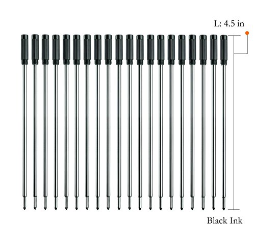Product Cover MengRan 4.5'' Ballpoint Pen Refills, Medium Point Pen Refill -Black ink.Pack of 20